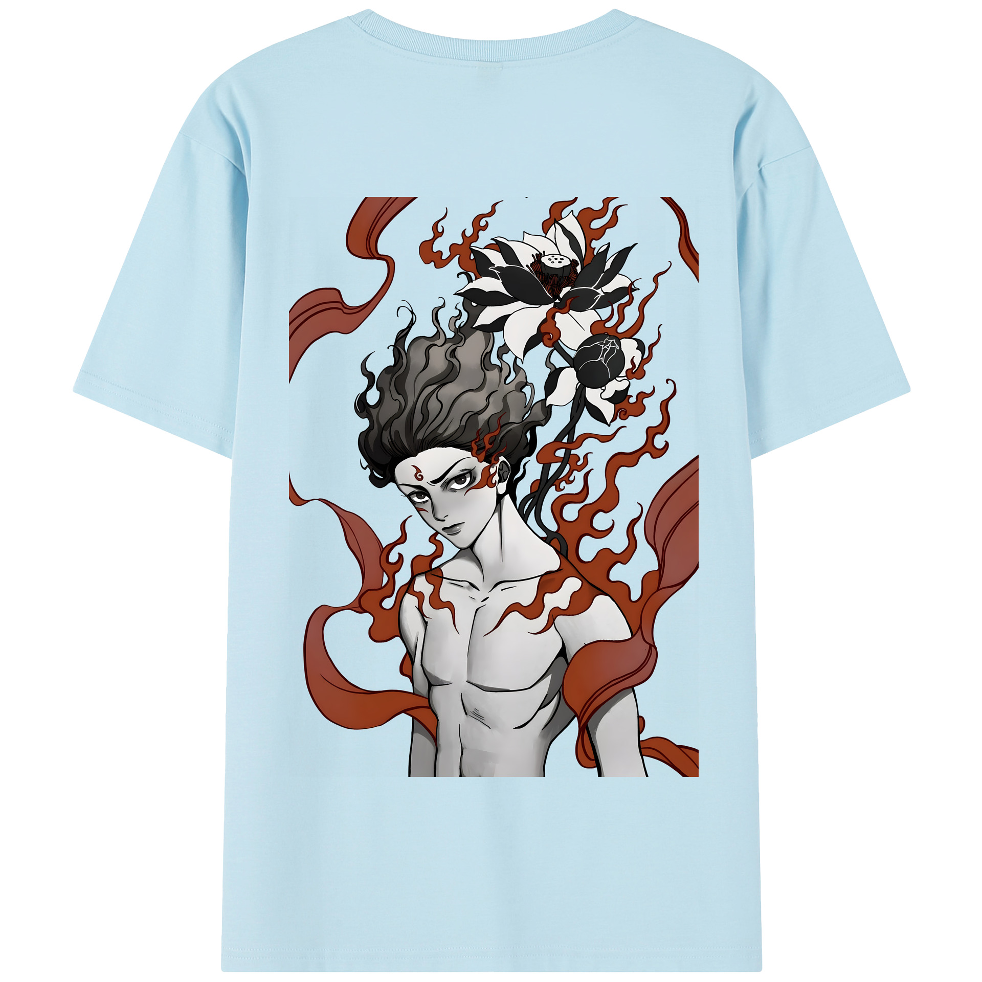 （画像用） Ne Zha 2 ナタ 魔童の大暴れ 綿100％半袖Tシャツ（背面プリント）